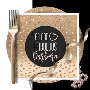 60 and Fabulous Gold Black Blush Pink Birthday  Napkin