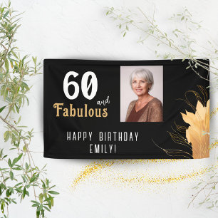 60 and Fabulous Gold Foliage 60th Birthday Photo Banner