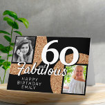 60 and Fabulous Gold Glitter 2 Photo 60th Birthday Card<br><div class="desc">60 and Fabulous Gold Glitter 2 Photo 60th Birthday Greeting Card. Add your photos - you can use an old and new photo. Add your name,  age and text inside or erase it.</div>