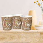 60 and Fabulous Gold Glitter 60th Birthday Photo Paper Cups<br><div class="desc">60 and Fabulous Gold Glitter 60th Birthday Photo Paper Cup. Faux gold glitter with a photo in a round frame. These cups are perfect for adding a touch of glamour to your birthday celebrations. The cups feature a stunning gold glitter design with the number 60. It's a fun and practical...</div>