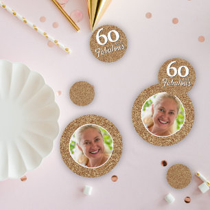 60 and Fabulous Gold Glitter Photo 60th Birthday Confetti