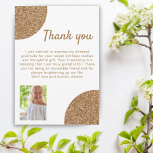 60 and Fabulous Gold Glitter Photo 60th Birthday Thank You Card