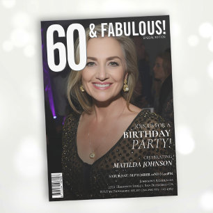 60 and Fabulous Magazine Cover 60th Birthday  Invitation