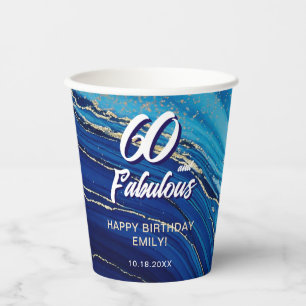 60 and Fabulous Marble Glitter Birthday Paper Cups