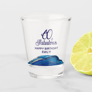 60 and Fabulous Marble Glitter Birthday Party  Shot Glass