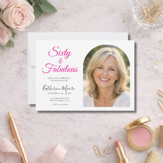 60 and Fabulous Photo 60th Birthday Party Invitation