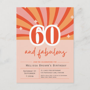 60 and fabulous Retro 60th Birthday Invitation Postcard
