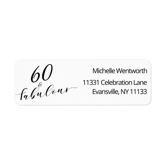 60 and Fabulous Sixtieth Birthday Elegant Script (Front)