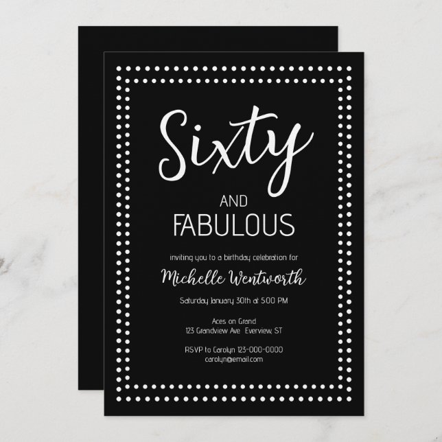60 and Fabulous Sixtieth Birthday Party Invitation (Front/Back)