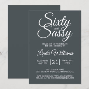 60 and Sassy Black White Chic 60th Birthday Party Invitation