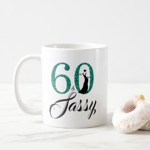 60 and Sassy Emerald Green Glitter 60th Birthday Coffee Mug