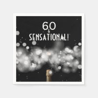 60 and Sensational Champagne Party Napkins