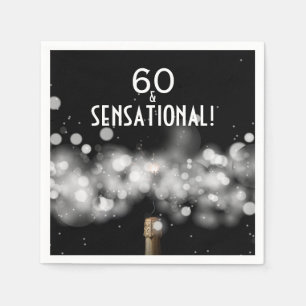 60 and Sensational Champagne Party Napkins