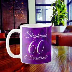 60 and Sensational Elegant Purple Birthday Coffee Mug