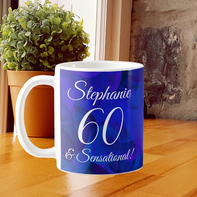 60 and Sensational Elegant Royal Blue Birthday Coffee Mug (Creator Uploaded)