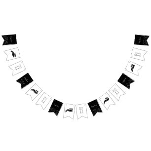 60 and Sparkling Hand Drawn Black and White Bunting
