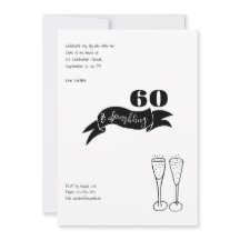 60 and Sparkling Hand Drawn Black and White