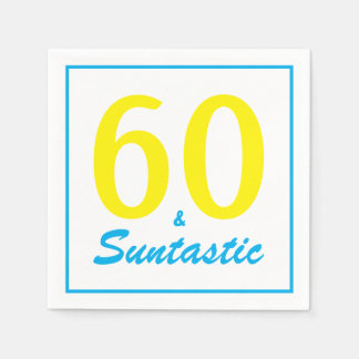 60 and Suntastic Bright Yellow Birthday Party Napkin