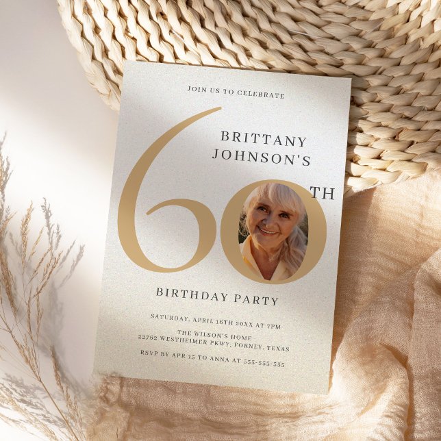 60 Anniversary Photo Elegant 60th Birthday Invitation (Creator Uploaded)