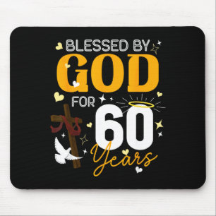 60 Birthday Blessed By God For 60 Years Old 60th B Mouse Mat