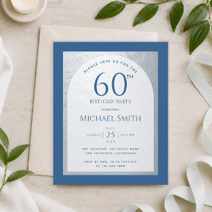 60 Birthday Budget Silver Classic Blue Invitation