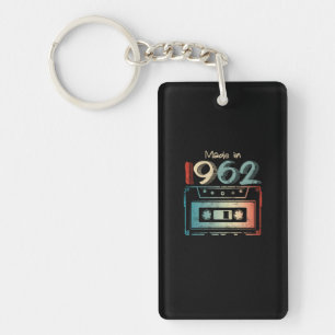 60 Birthday Gifts Year Old Made in 1962 Cassette Key Ring