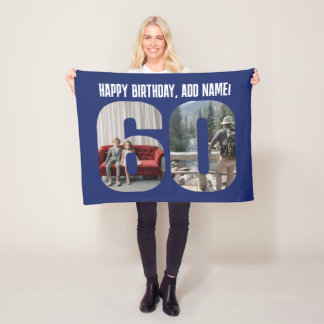 60 Birthday Photo Fleece Blanket