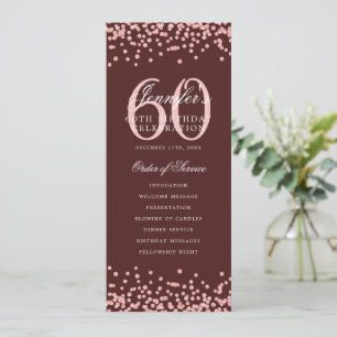 60 Birthday Program Menu Thanks Rose Gold Burgundy Invitation