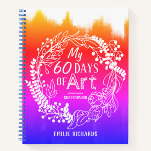 60 Days of Art Challenge Rainbow Sketchbook Notebook