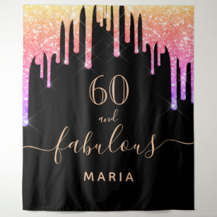 60 fabulous birthday black pink purple gold tapestry