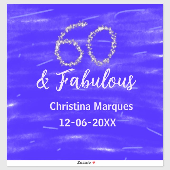 60 & fabulous birthday blue silver add name date (Sheet)