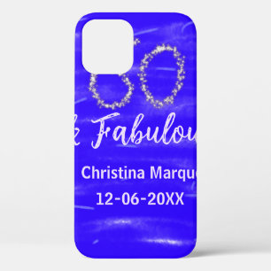 60 & fabulous birthday blue silver add name date iPhone 12 case