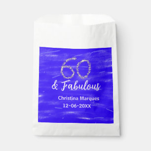 60 & fabulous birthday blue silver add name date favour bags