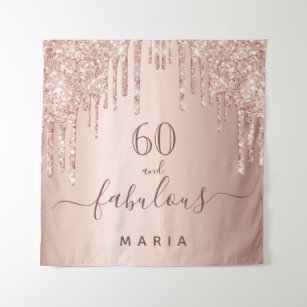 60 fabulous birthday glitter rose gold sparkle tapestry