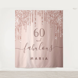 60 fabulous birthday glitter rose gold sparkle tapestry
