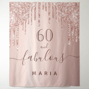 60 fabulous birthday glitter rose gold sparkle tapestry