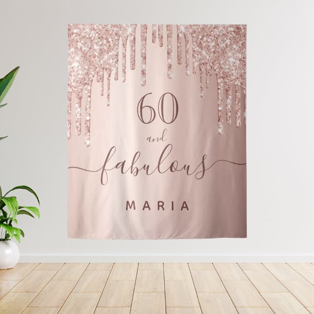 60 fabulous birthday glitter rose gold  tapestry (Creator Uploaded)