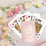 60 fabulous birthday party rose gold glitter drips playing cards<br><div class="desc">Girly and trendy playing cards for a 60th birthday party, 60 & fabulous. A feminine pink, rose gold faux metallic looking background decorated with faux rose gold glitter drips. Templates for a date and name/text. Curved text and dark rose gold colored letters. The name is written with a modern hand...</div>