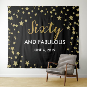 60 & Fabulous birthday Photo Booth backdrop banner Tapestry