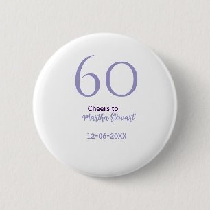 60 & fabulous birthday purple bold name date styli 6 cm round badge