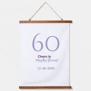 60 & fabulous birthday purple bold name date styli hanging tapestry