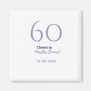 60 & fabulous birthday purple bold name date styli magnet