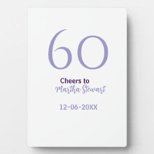 60 & fabulous birthday purple bold name date styli plaque