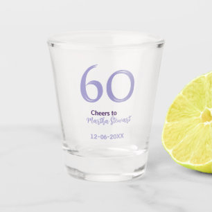 60 & fabulous birthday purple bold name date styli shot glass