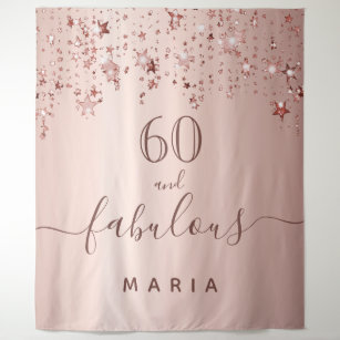 60 fabulous birthday rose gold stars name tapestry