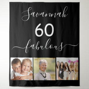 60 fabulous black photo birthday party tapestry