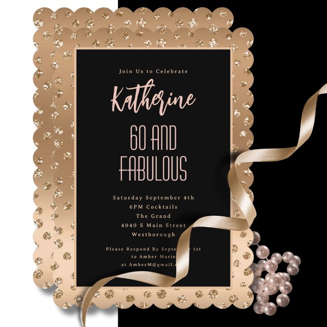 60 Fabulous Blush Pink Scallop Glam Birthday  Invitation (Creator Uploaded)