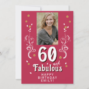 60 & Fabulous Foliage Magent Photo 60th Birthday