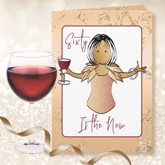 60 Fabulous Glitter Sparkle Wine 60th Birthday  Card (Creator Uploaded)