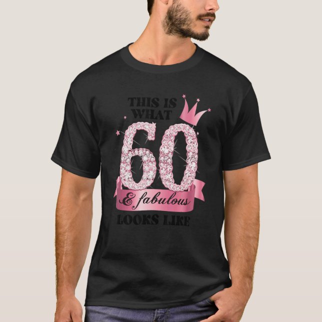 60 & Fabulous I Pink White Party Group Candid Phot T-Shirt (Front)